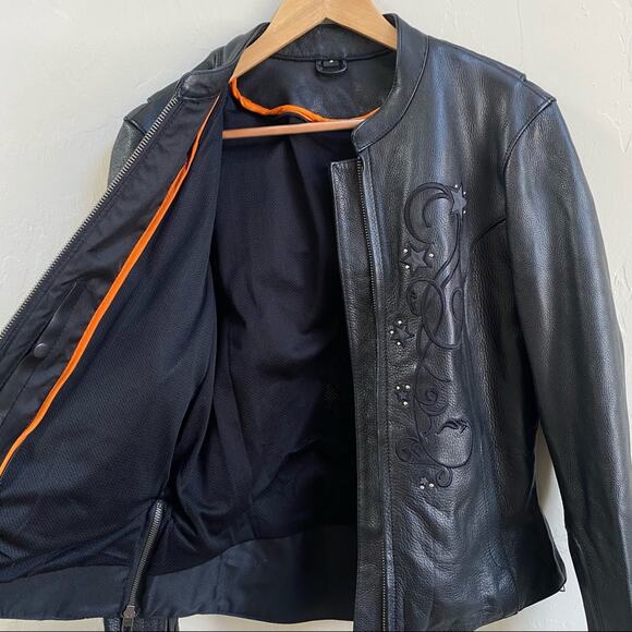 Milwaukee Black Leather Motorcycle‎ Riding Jacket - Picture 6 of 9